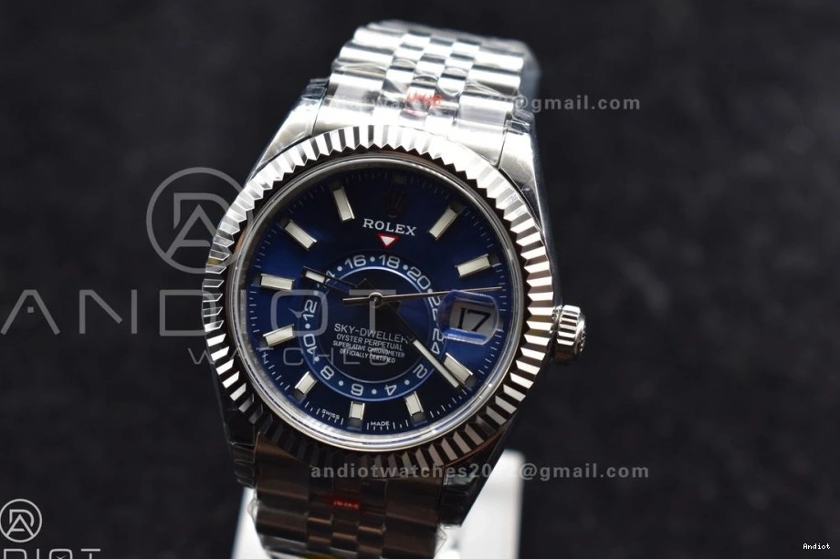 Blue SS A23J Best on SS Skydweller Jubilee Noob Dial Edition Bracelet 1124